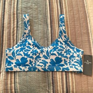 Abercrombie Kids White and Blue Floral Bathing suit top Size 11/12. NWT